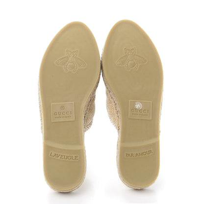 Gucci Straw Elaphe Matelasse GG Marmont Espadrille Slippers 35 Natural Cream Brown 4 of 8