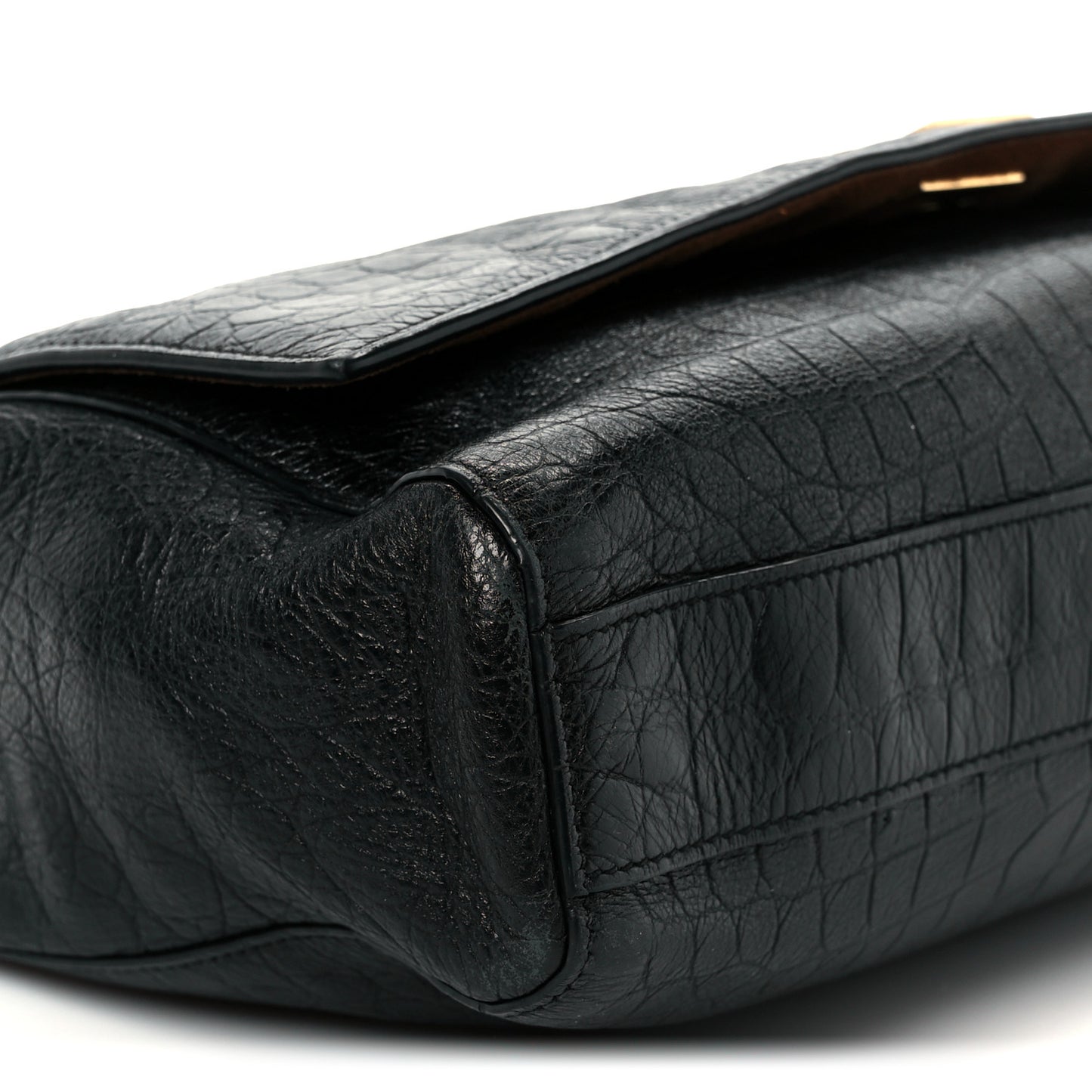 Calfskin Crocodile Embossed Suede Medium Reversible Monogram Kate Satchel Military Taupe