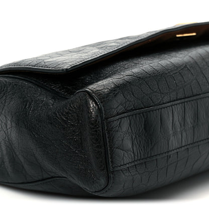 Saint Laurent Calfskin Crocodile Embossed Suede Medium Reversible Monogram Kate Satchel Military Taupe 14 of 17