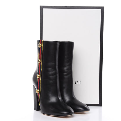 Gucci Malaga Kid Web Carly Mid Calf Boots 37 Black 10 of 10