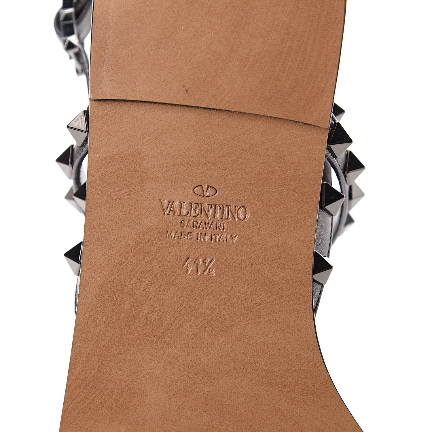Valentino Garavani Metallic Nappa Rockstud T-Strap Slingback Flat Sandals 41.5 Rutenio 7 of 7