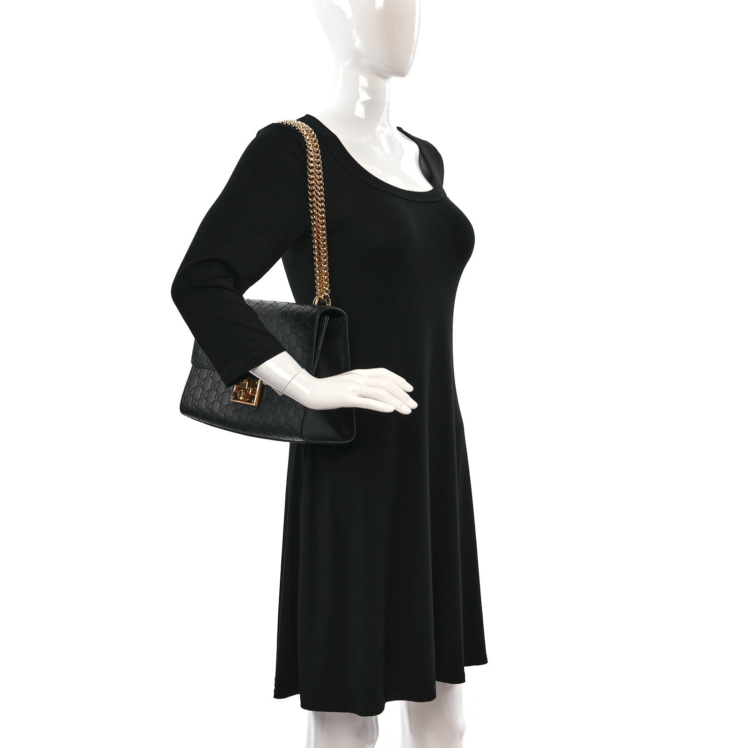 Gucci Guccissima Medium Padlock Shoulder Bag Black 2 of 10
