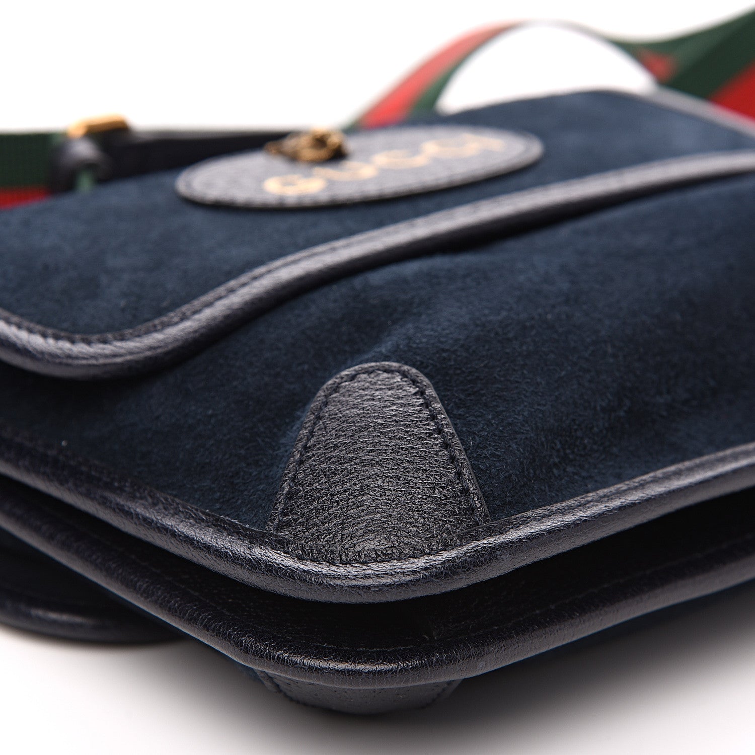 Gucci Suede Web Small Neo Vintage Double Flap Messenger Bag Blue 4 of 9