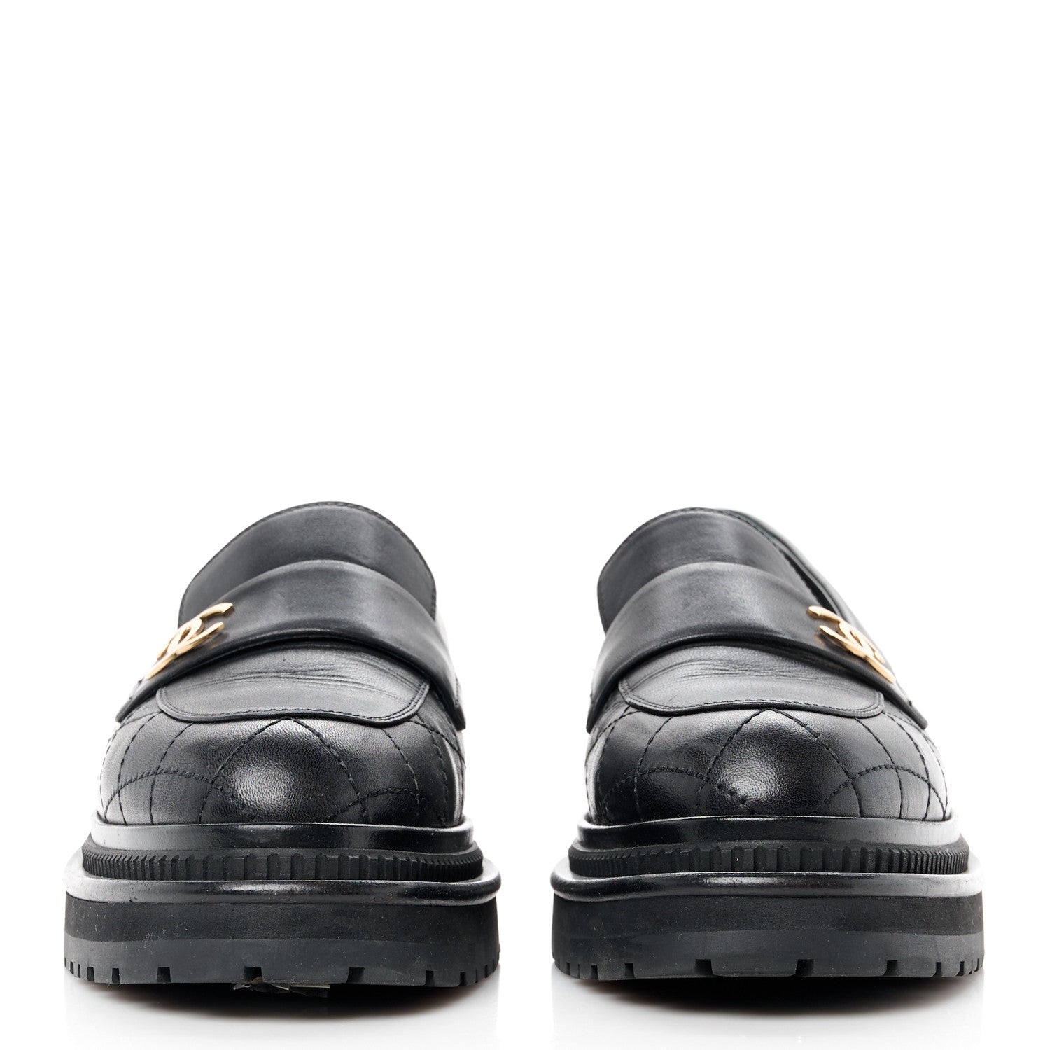Chanel Calfskin Quilted CC Mocassin Loafers 37 Black 2 of 8