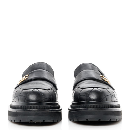 Chanel Calfskin Quilted CC Mocassin Loafers 37 Black 2 of 8