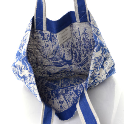 Christian Dior Canvas Print Cruise Tote Ivory Blue 4 of 5