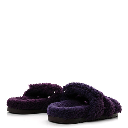 Hermes Woolskin Womens Chypre Sandals 36 Violet Fonce 5 of 9