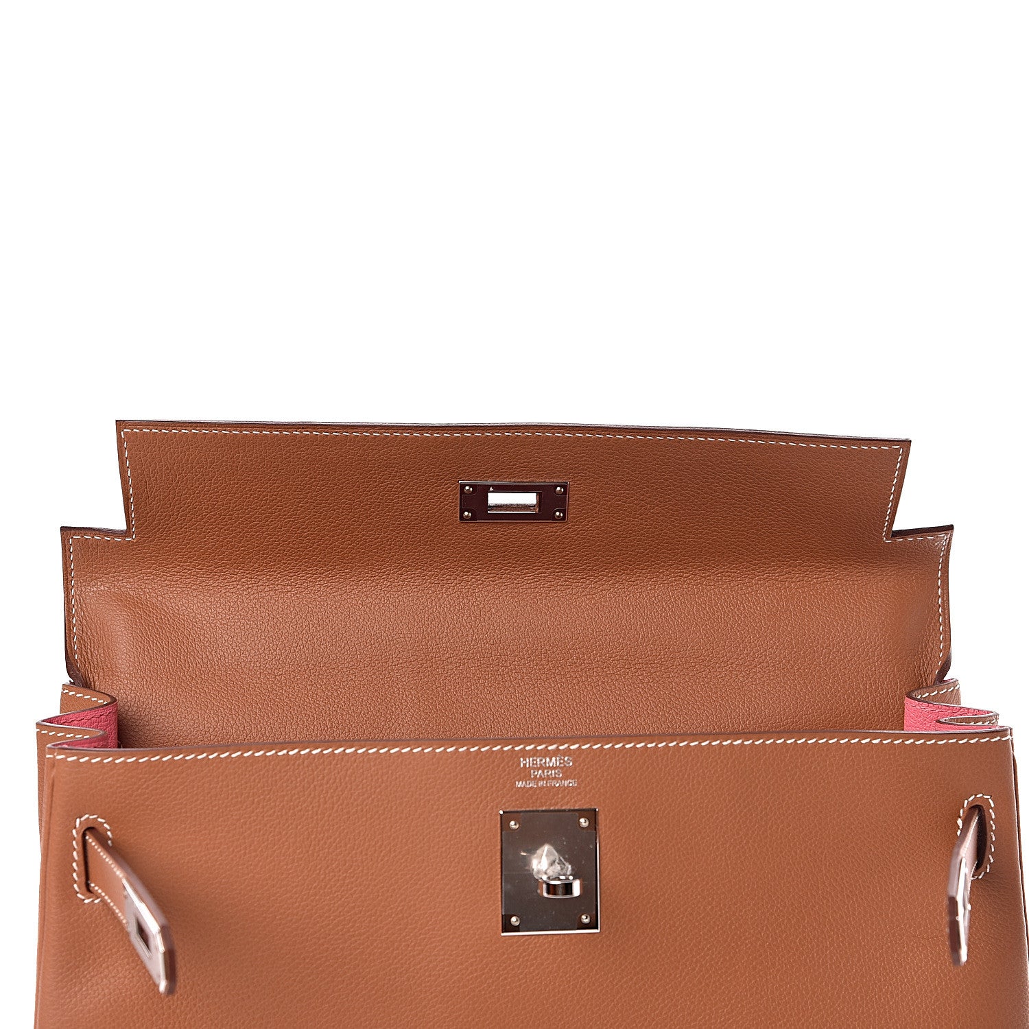 Hermes Evercolor Verso Kelly Retourne 32 Gold Rose Azalee 10 of 41