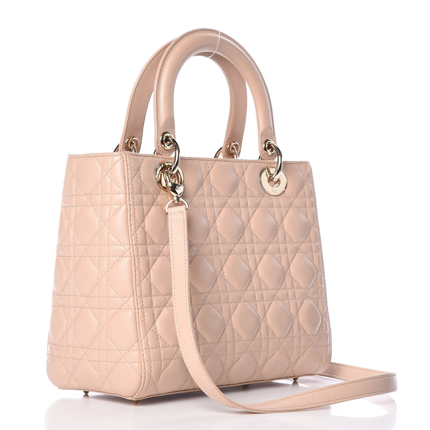 Lambskin Cannage Medium Lady Dior Beige