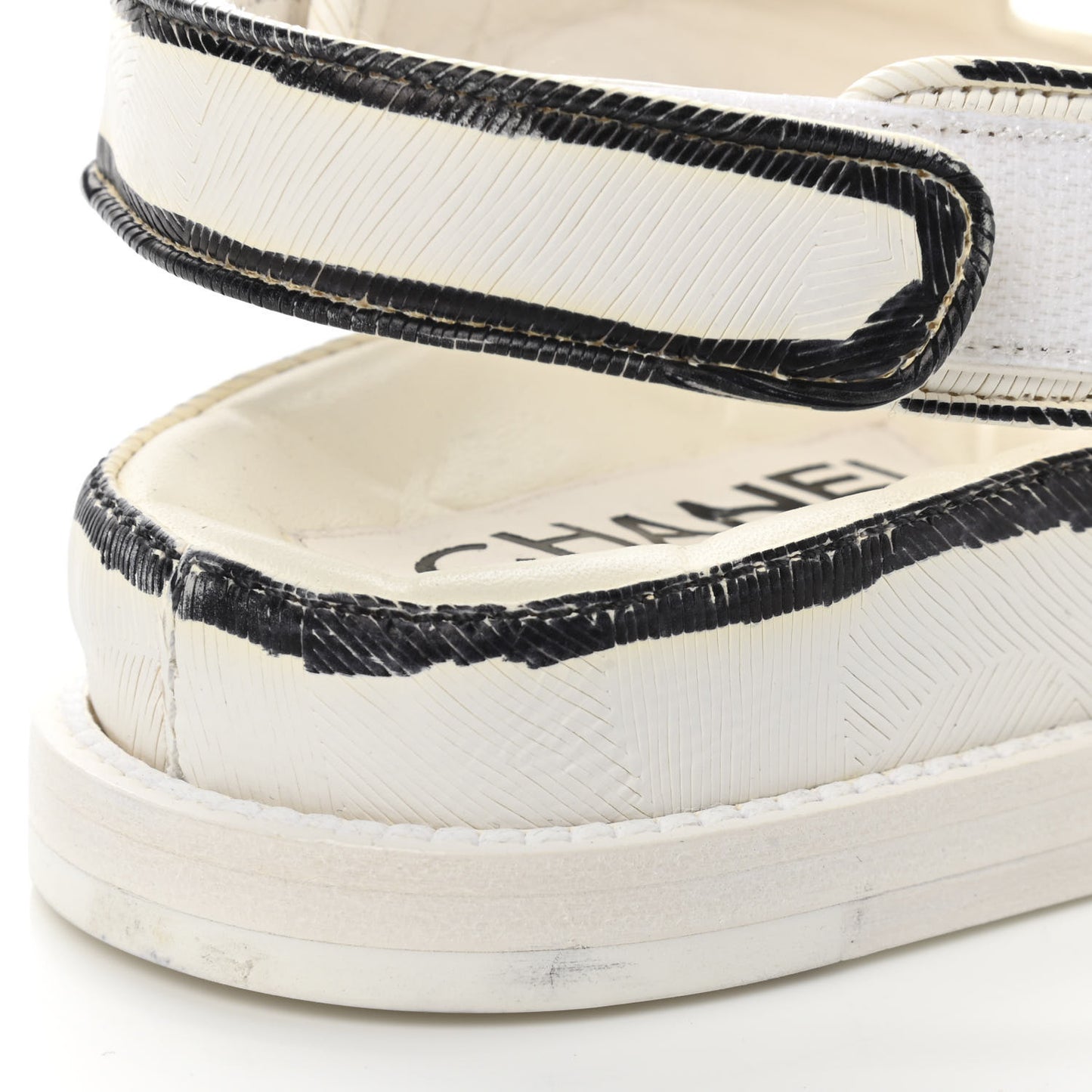 Calfskin Printed Velcro Dad Sandals 36.5 White Black