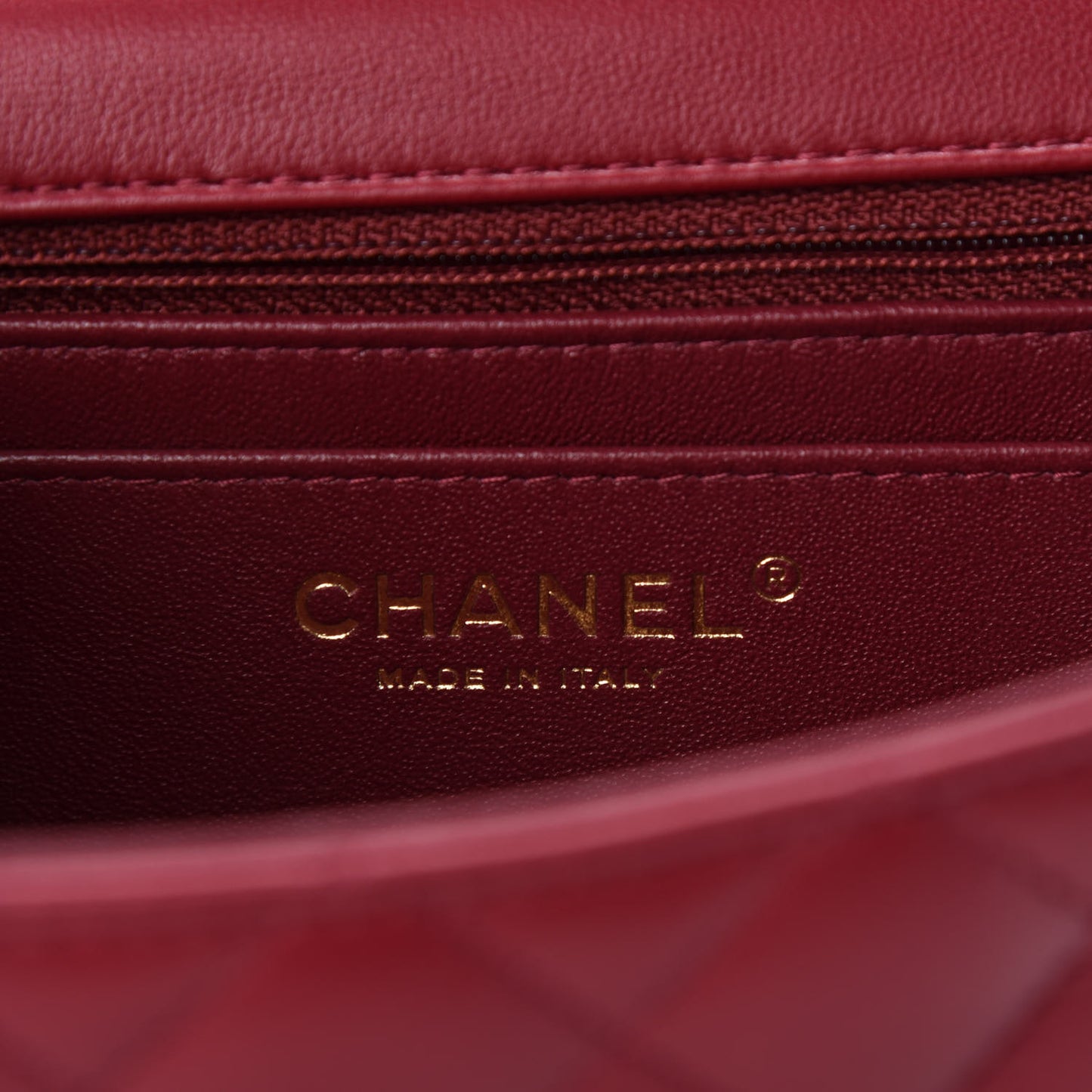 Lambskin Quilted Mini Rectangular Flap Burgundy