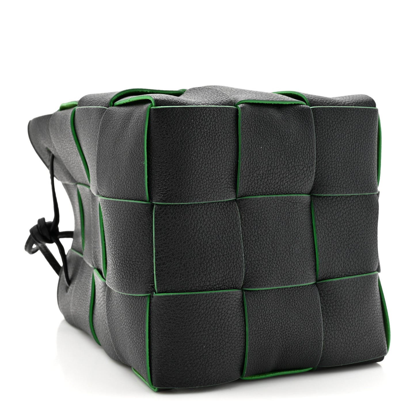 Nappa Maxi Intrecciato Mini Cassette Bucket Bag Black Parakeet
