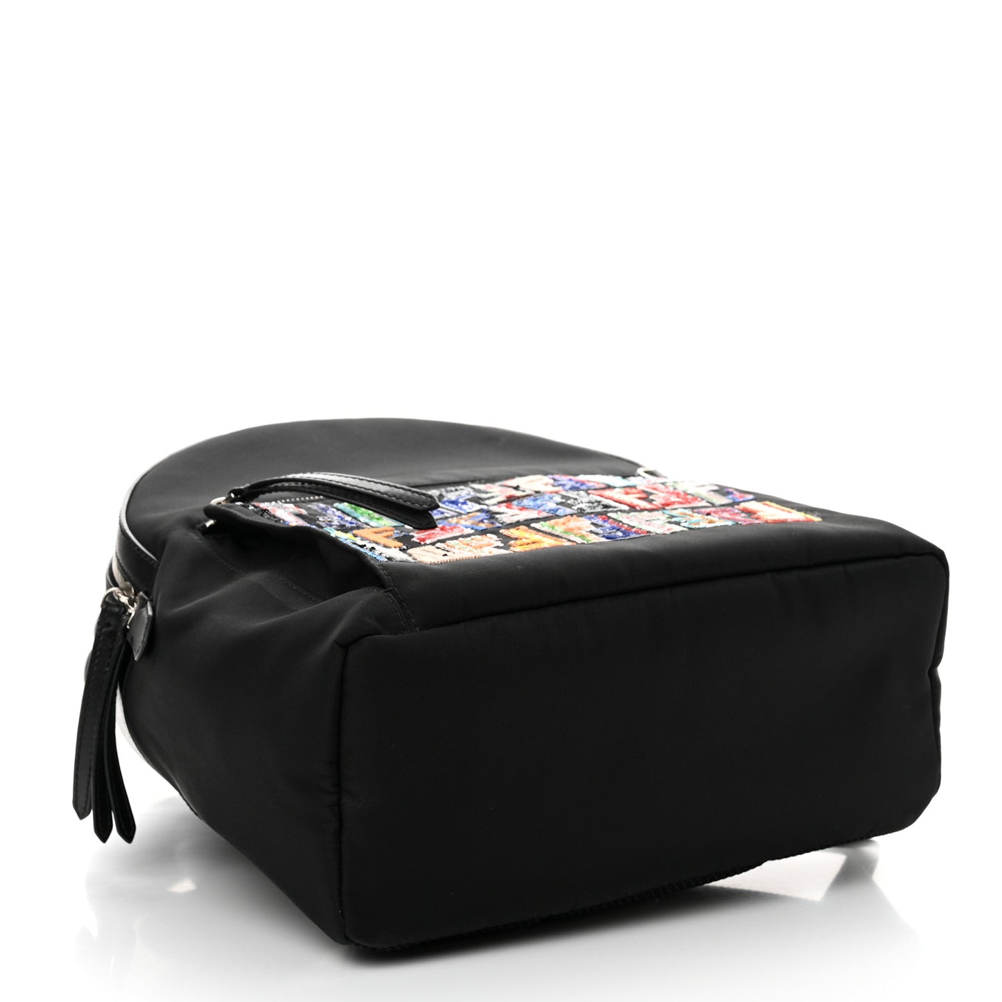 Nylon Vitello Liberty Sequin Fun Fair Embroidered Backpack Black