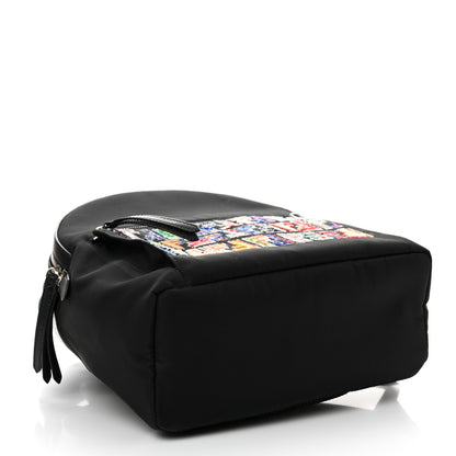 Fendi Nylon Vitello Liberty Sequin Fun Fair Embroidered Backpack Black 4 of 12