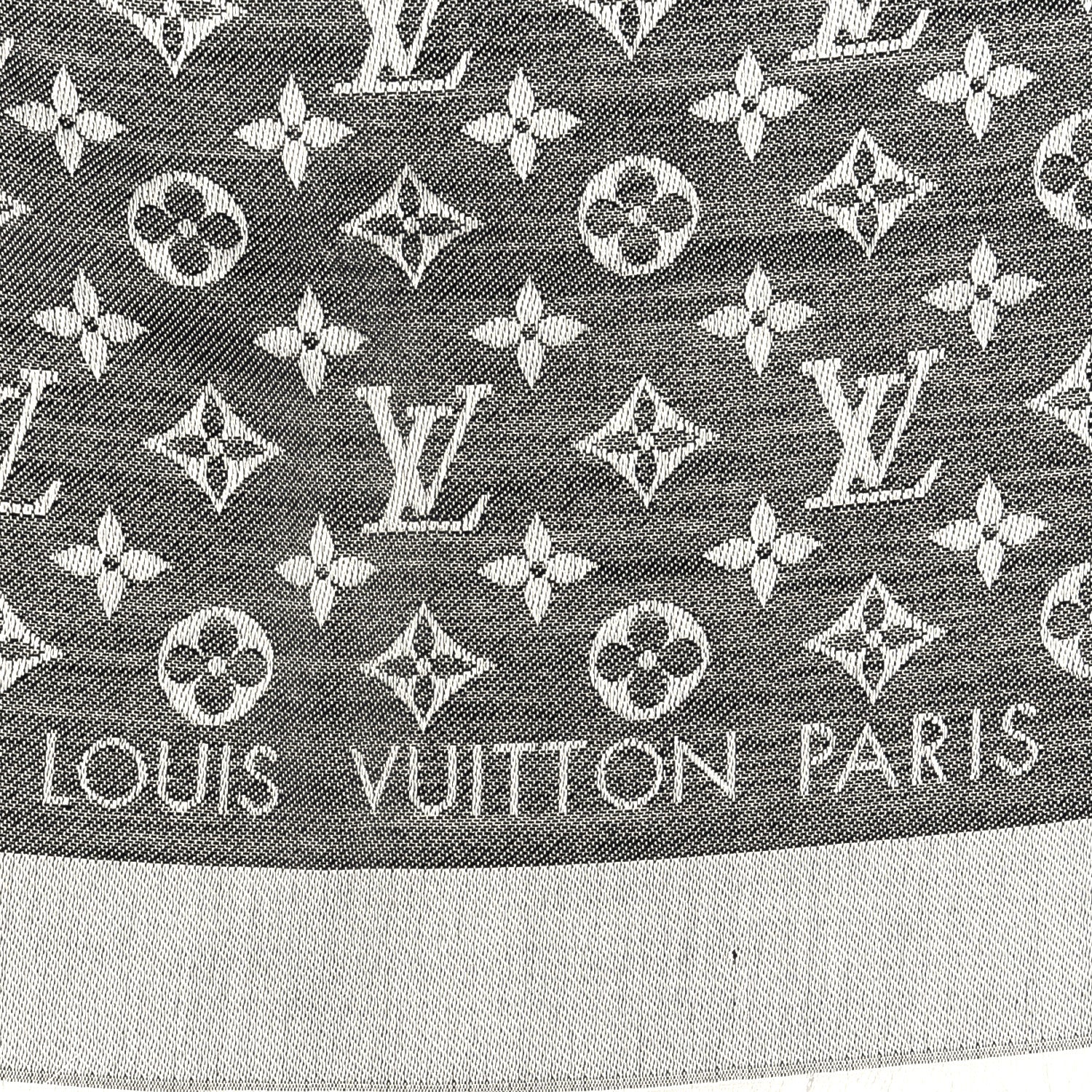 Louis Vuitton Silk Wool Monogram Denim Shawl Black 3 of 3