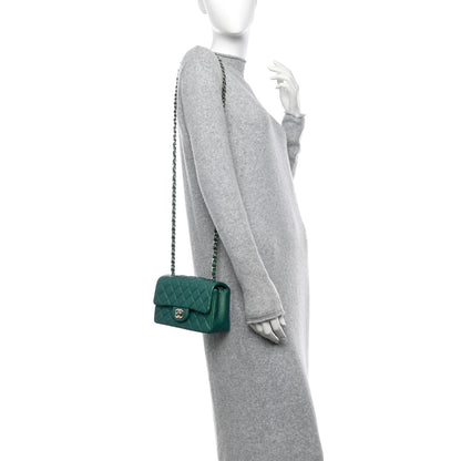 Chanel Iridescent Calfskin Quilted Mini Rectangular Flap Green 2 of 11