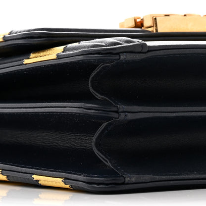 Chanel Metallic Lambskin Striped North South Boy Flap Navy Gold 8 of 11