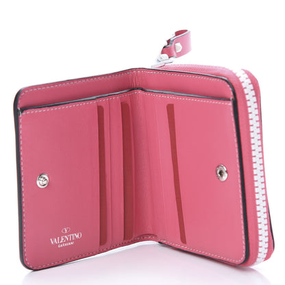 Valentino Garavani Lambskin Free Rockstud Spike Compact Zip Around Wallet Shadow Pink 5 of 9