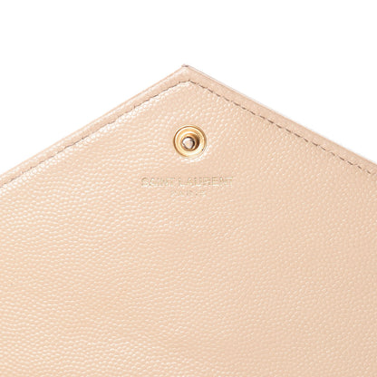 Saint Laurent Grain De Poudre Matelasse Chevron Monogram Chain Wallet Deep Beige 6 of 21