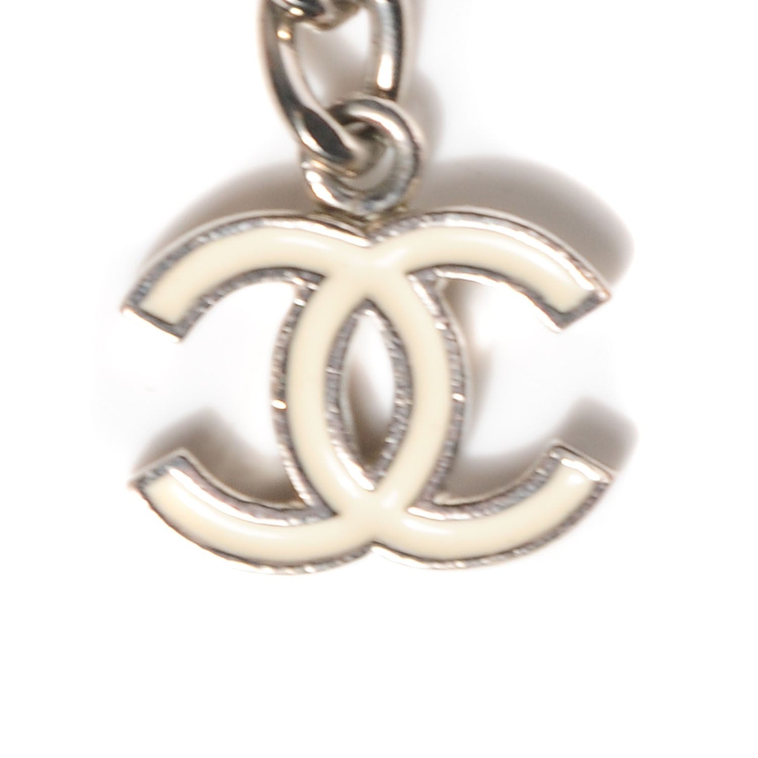 Chanel Enamel CC Adjustable Belt Silver White 5 of 6