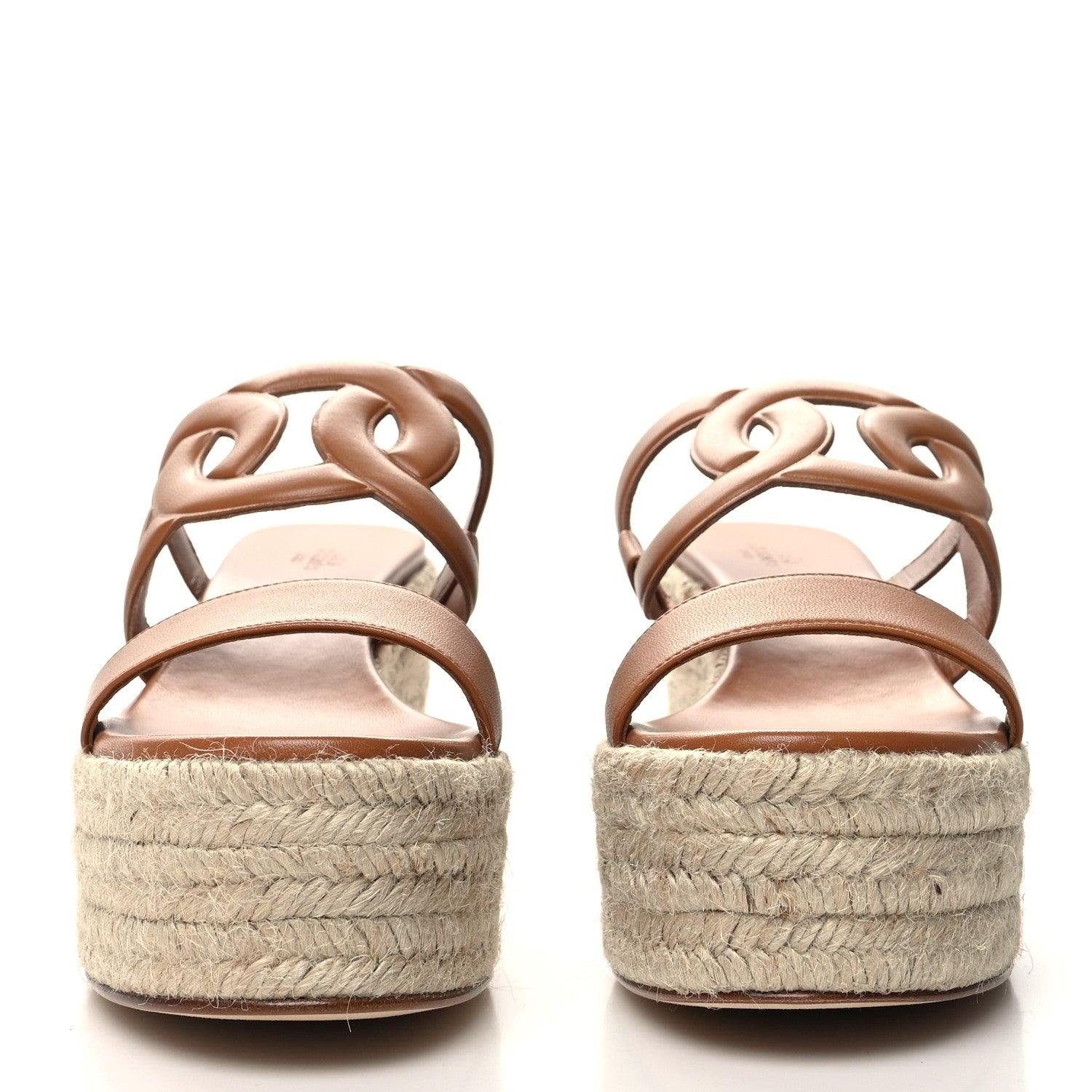 Hermes Nappa Ithea Espadrille Wedge Sandals 39 Naturel 2 of 9