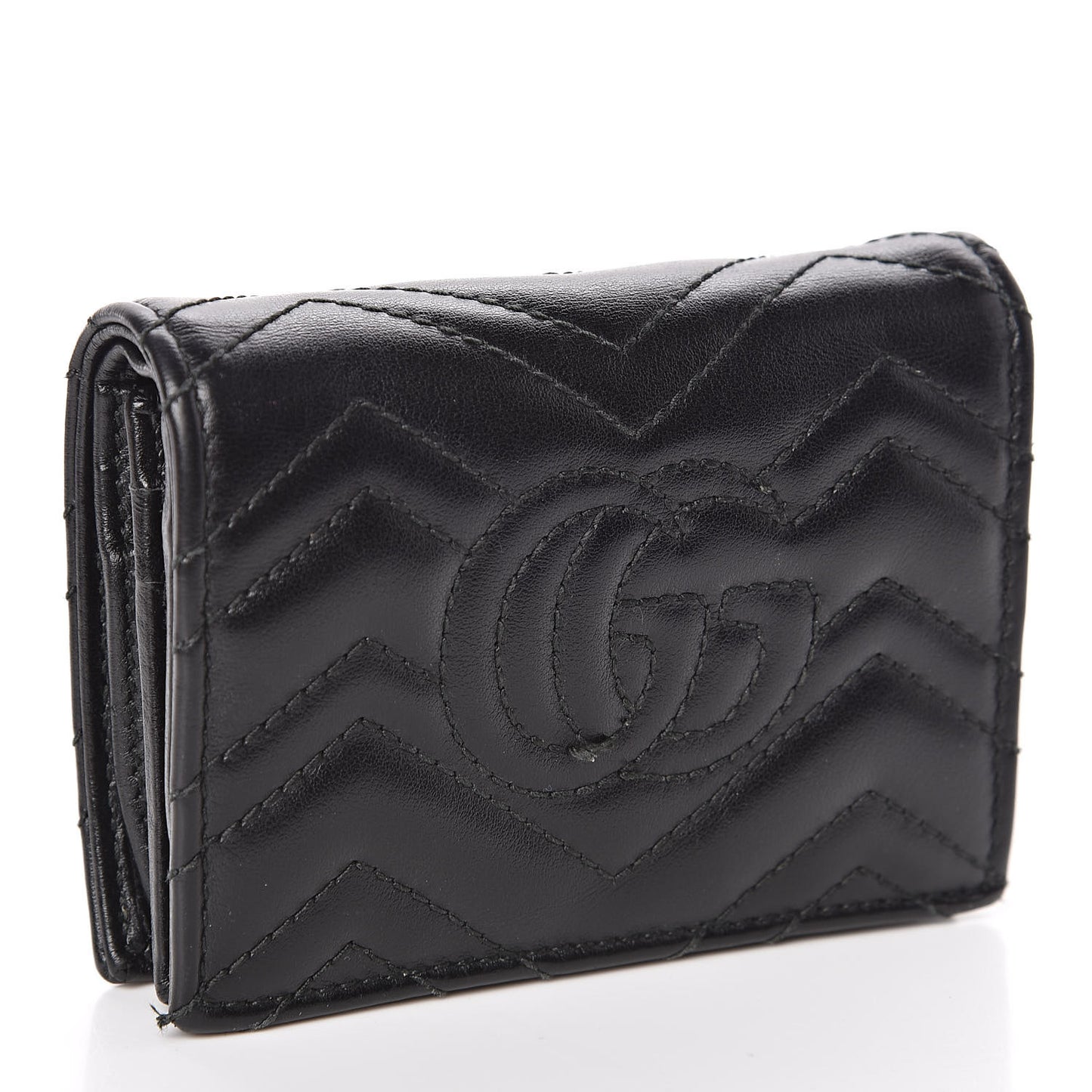 Calfskin Matelasse GG Marmont Card Case Wallet Black