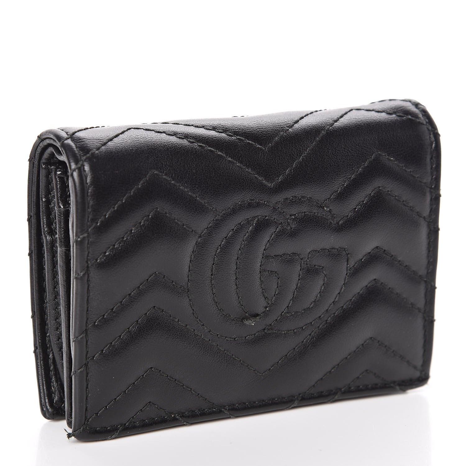 Gucci Calfskin Matelasse GG Marmont Card Case Wallet Black 3 of 7
