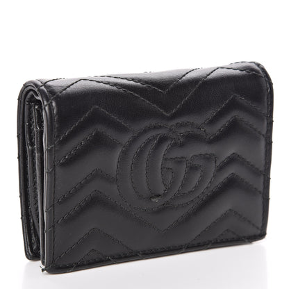 Gucci Calfskin Matelasse GG Marmont Card Case Wallet Black 3 of 7