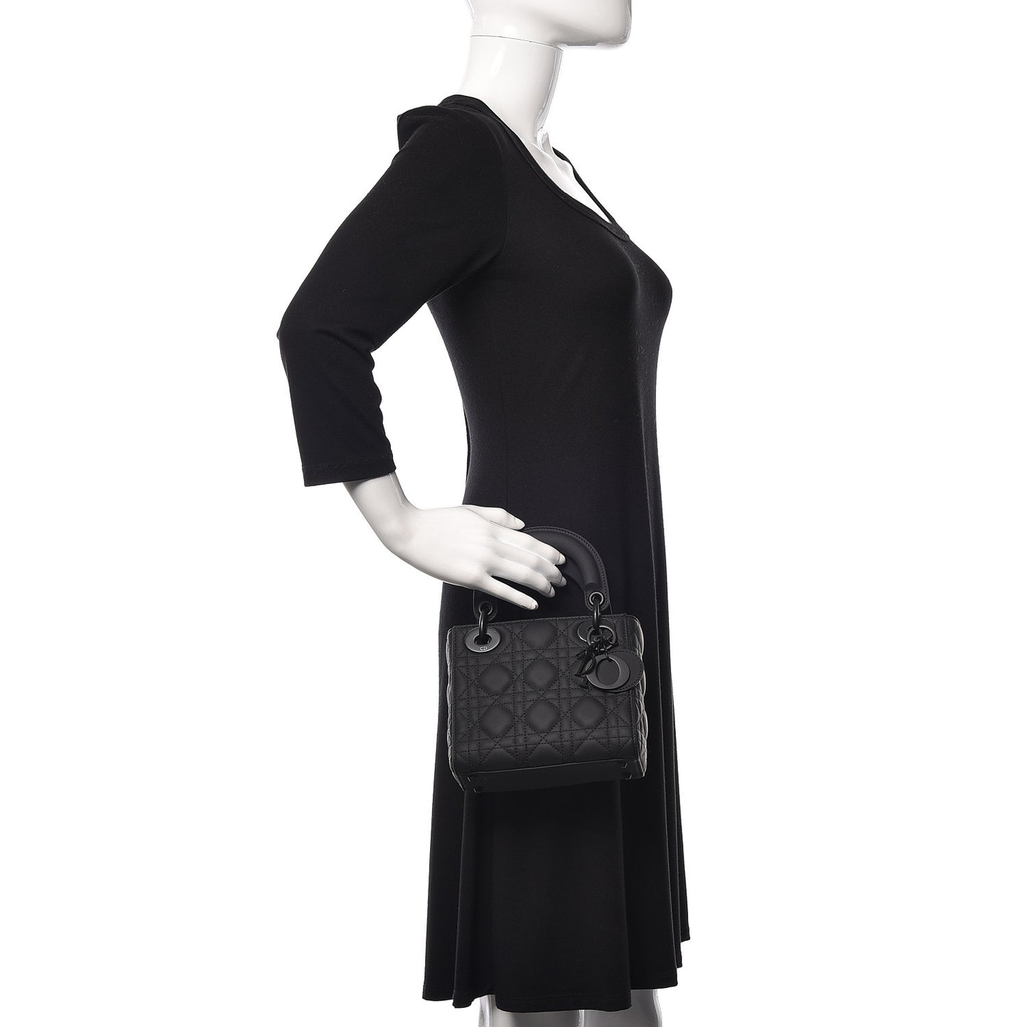 Ultra Matte Calfskin Cannage Mini Lady Dior Black