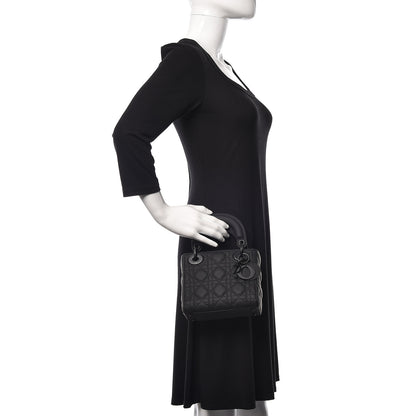 Christian Dior Ultra Matte Calfskin Cannage Mini Lady Dior Black 2 of 9