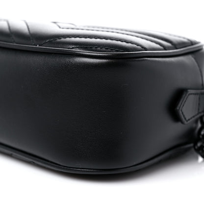 Gucci Calfskin Matelasse Monochrome Small GG Marmont Chain Shoulder Bag Black 8 of 9