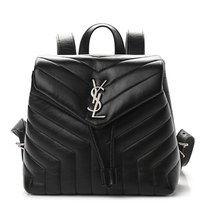 Saint Laurent Calfskin Y Quilted Monogram Small Loulou Backpack Black 1 of 13