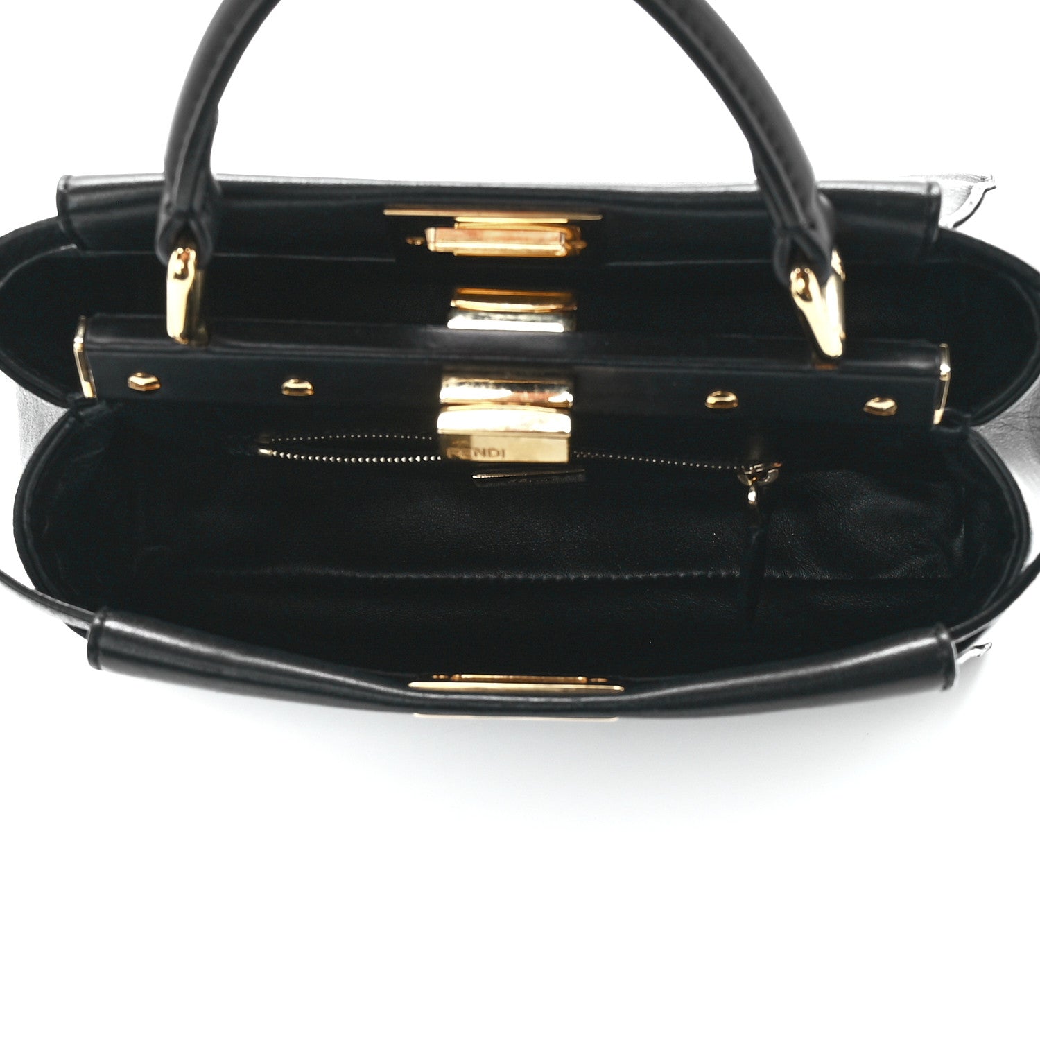 Fendi Nappa Stacked Bar Mini Peekaboo Iconic Satchel Black 5 of 12