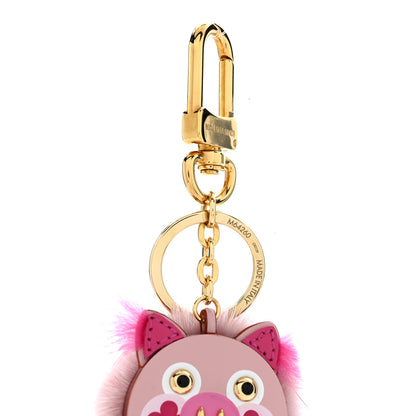 Louis Vuitton Calfskin Mink Fur Wild Pig Bag Charm Key Holder 4 of 5