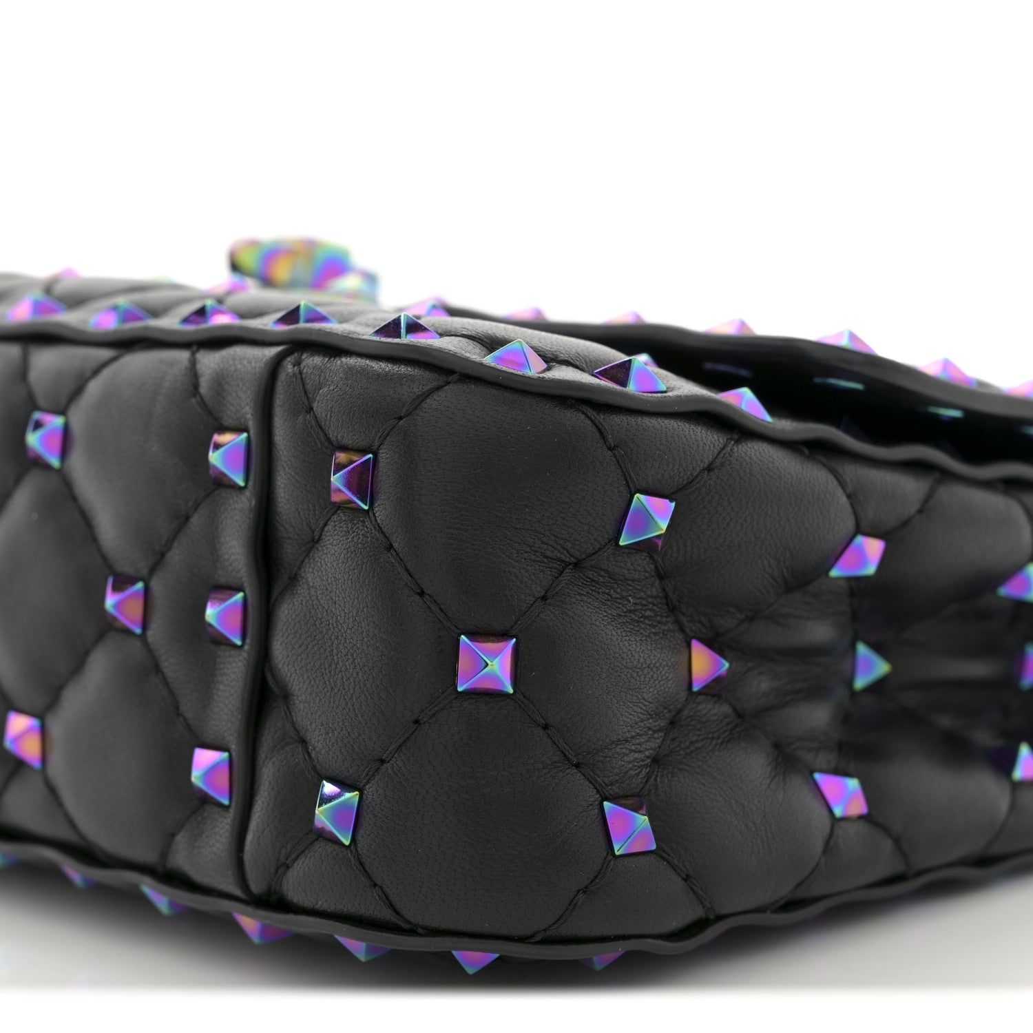 Valentino Garavani Lambskin Oil Slick Small Rockstud Spike Shoulder Bag Black 9 of 10