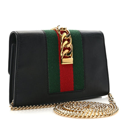 Gucci Calfskin Super Mini Sylvie Chain Shoulder Bag Black 3 of 12