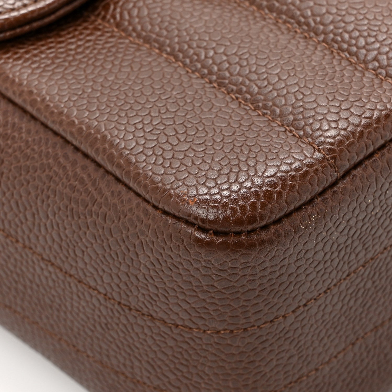 Chanel Caviar Vertical Quilt Jumbo Single Flap Brown 12 of 13