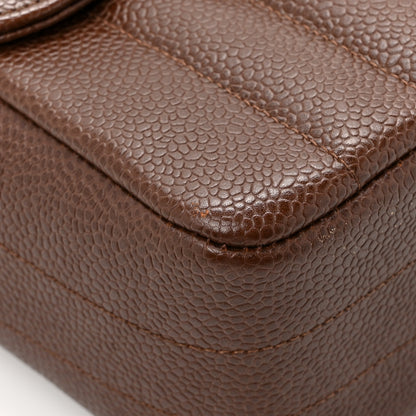 Chanel Caviar Vertical Quilt Jumbo Single Flap Brown 12 of 13