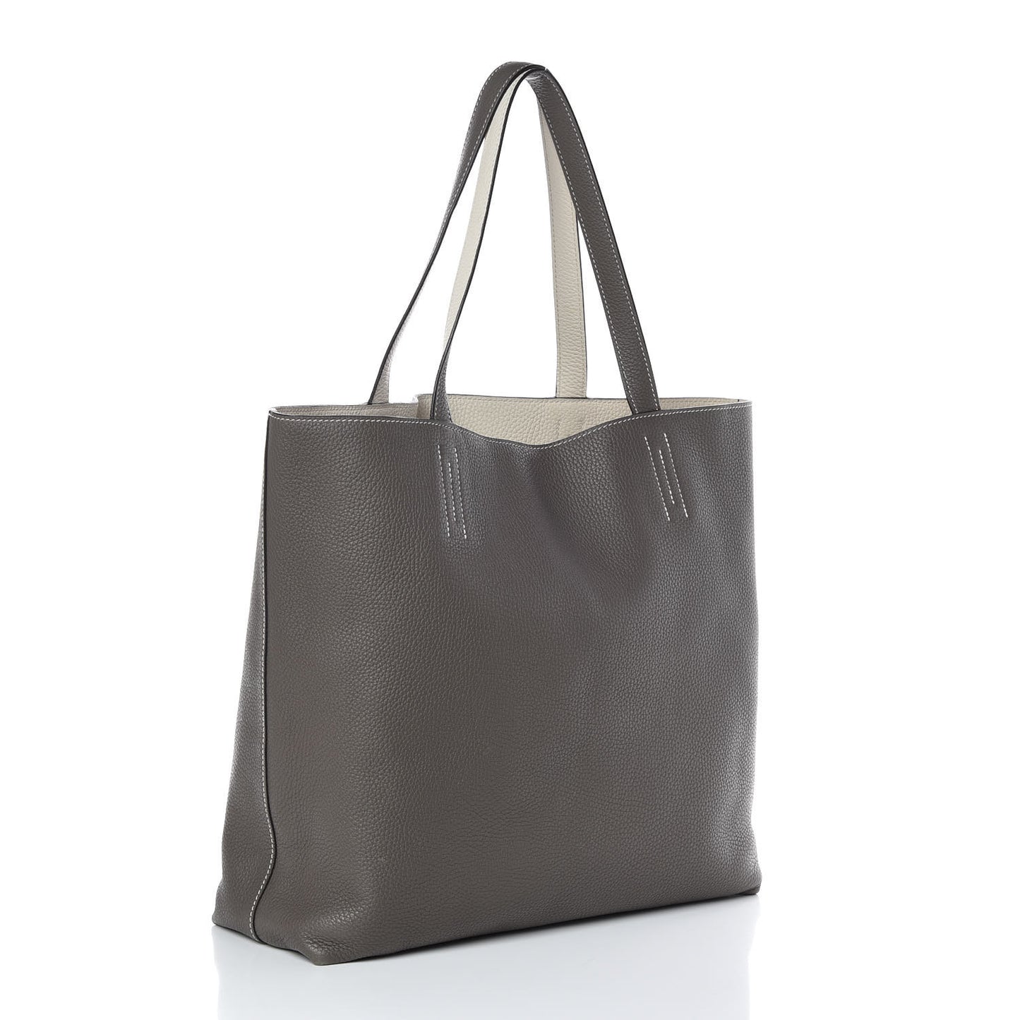Taurillon Clemence Double Sens 36 Reversible Tote Etain Beton