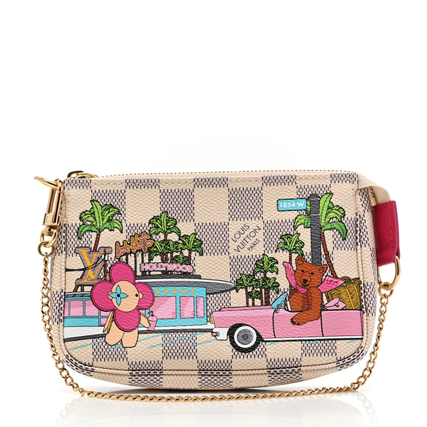 Louis Vuitton Damier Azur 2021 Christmas Animation Hollywood Mini Pochette Accessories Fuchsia 1 of 8