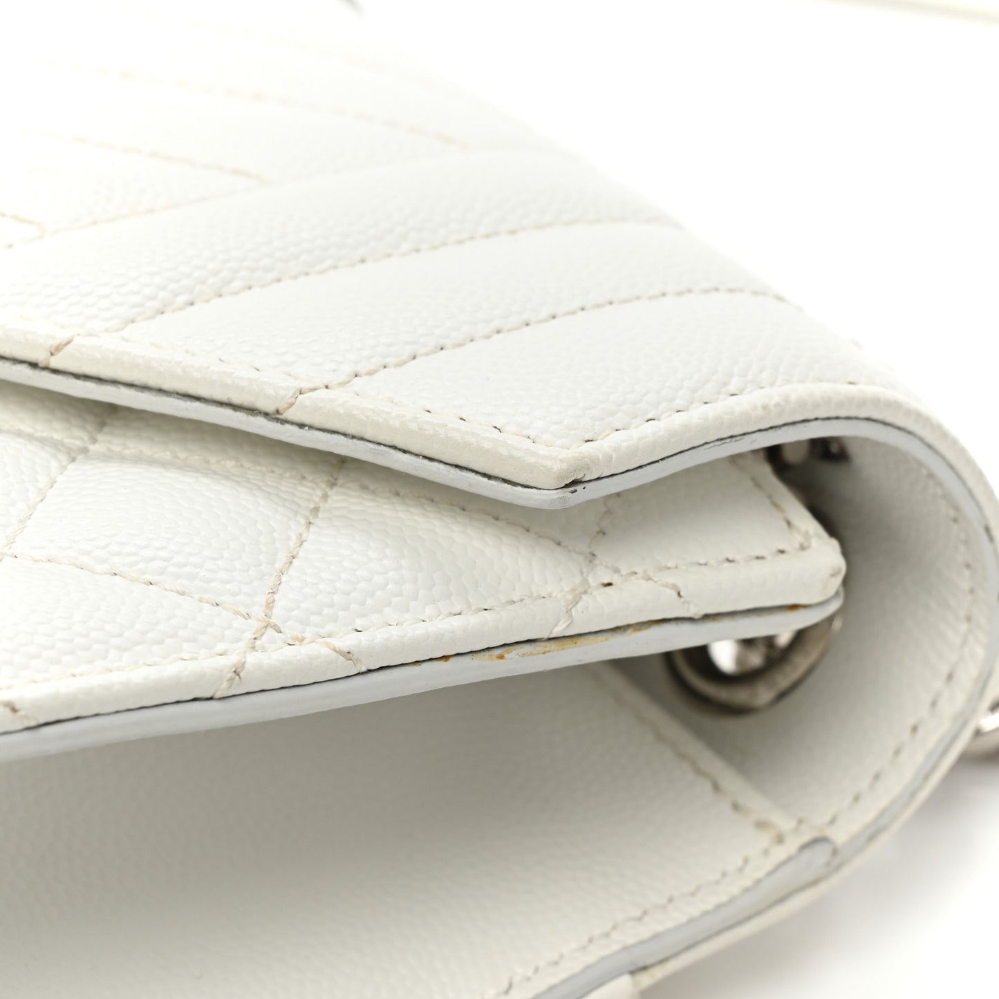 Grain De Poudre Textured Mixed Matelasse Medium Triquilt Monogram Satchel White