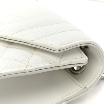 Saint Laurent Grain De Poudre Textured Mixed Matelasse Medium Triquilt Monogram Satchel White 18 of 20