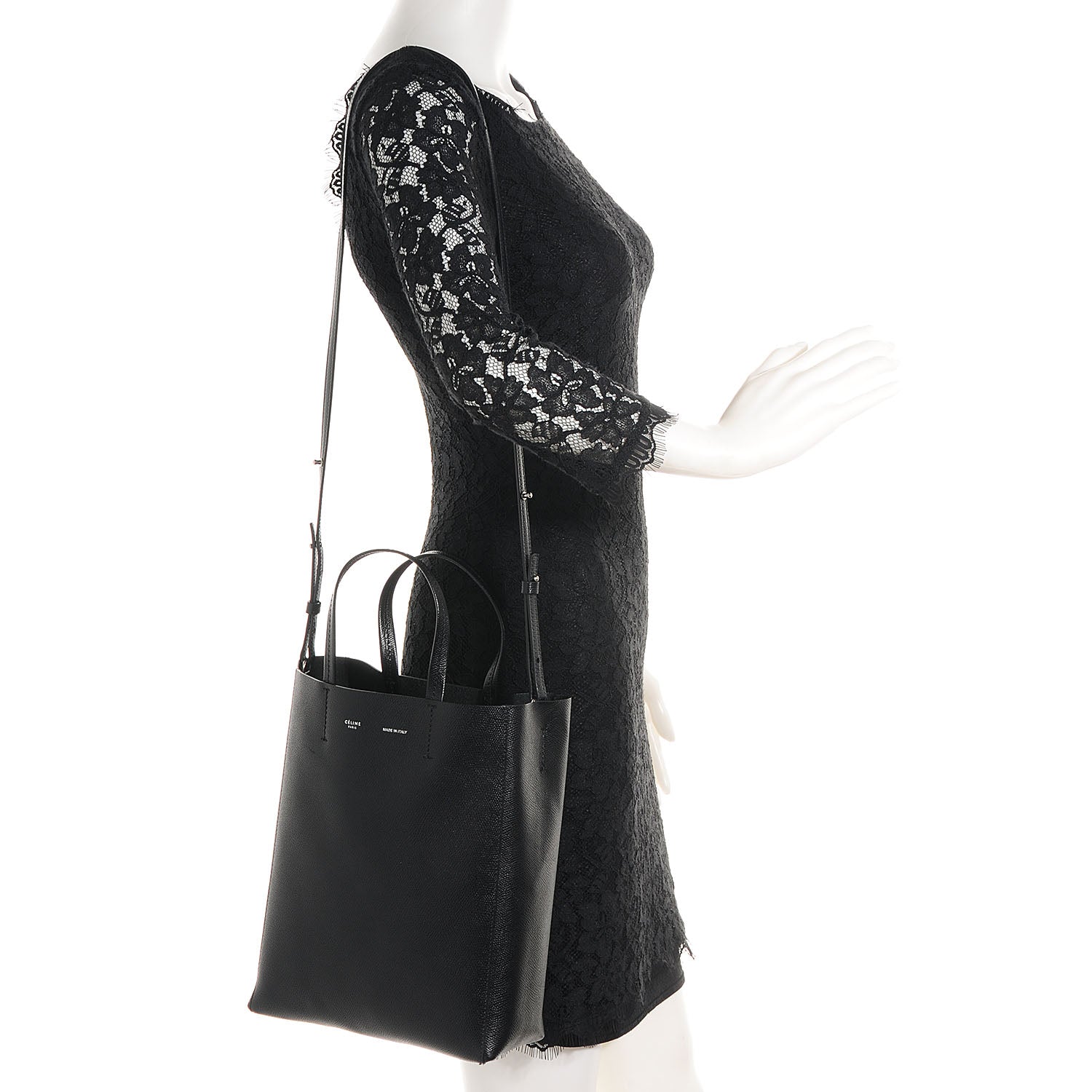 Celine Grained Calfskin Small Vertical Cabas Black 2 of 7