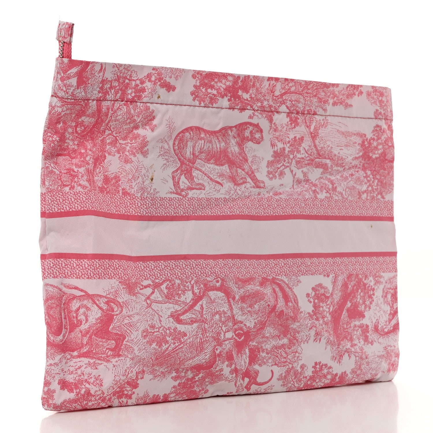 Christian Dior Canvas Embroidered Toile De Jouy Diortravel Zipped Pouch Candy Pink 2 of 8