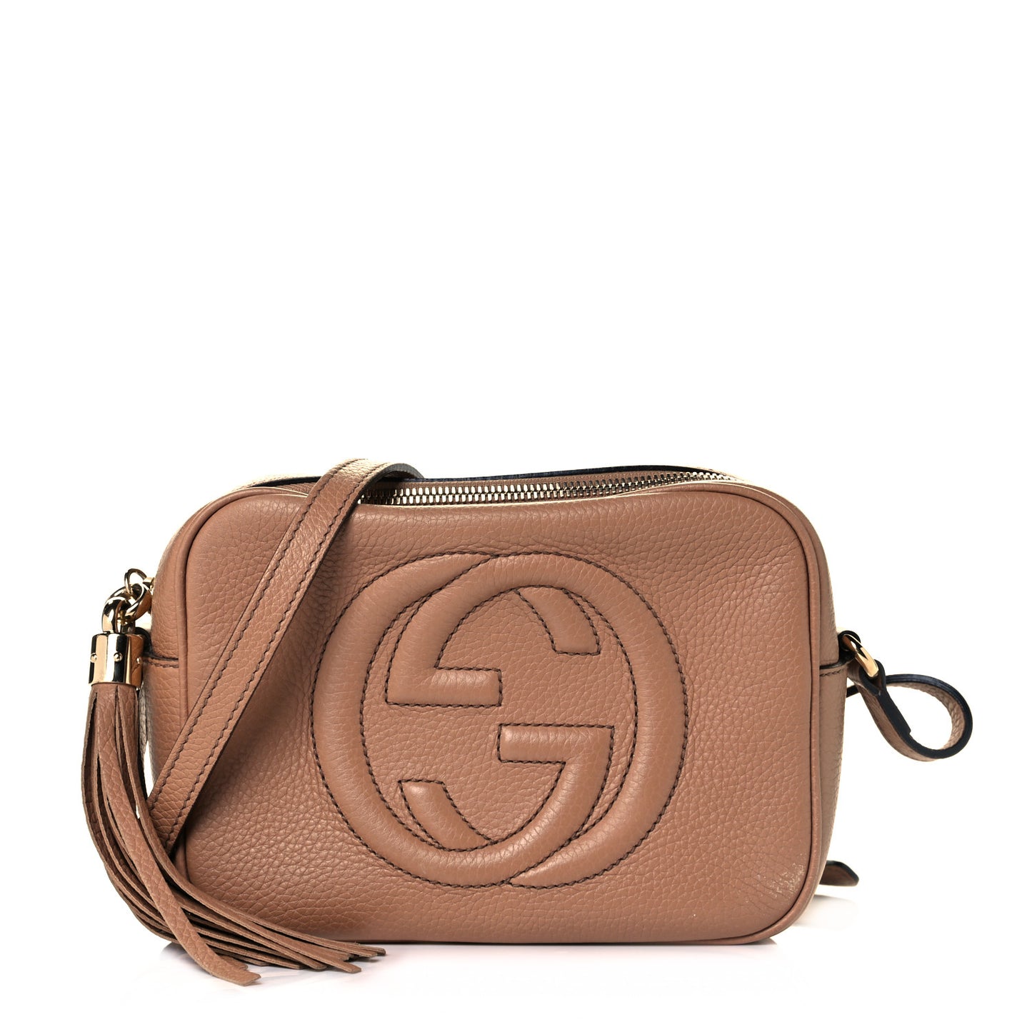 Pebbled Calfskin Small Soho Disco Bag Camelia