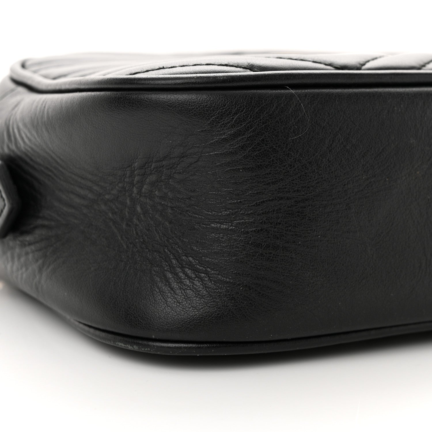 Gucci Calfskin Matelasse Small GG Marmont Chain Shoulder Bag Black 10 of 15