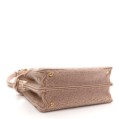 Fendi Curly Shearling Shiny Nappa Small Peekaboo I SEE U Satchel Rosa Plaster 4 of 9