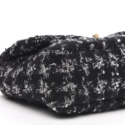 Chanel Tweed Quilted Large 19 Flap Black Ecru White 8 of 10