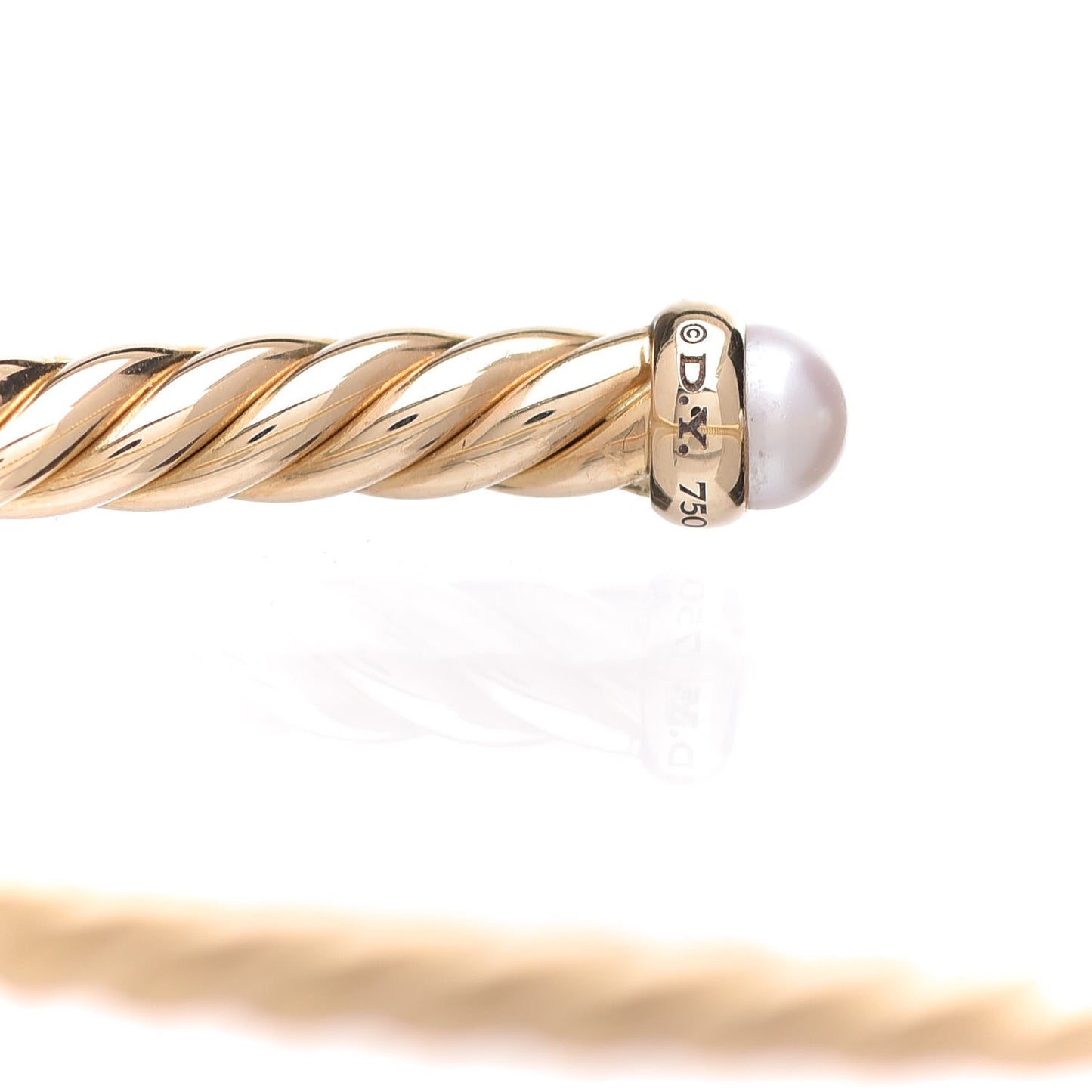 18K Yellow Gold Pearl 4mm Cablespira Bracelet