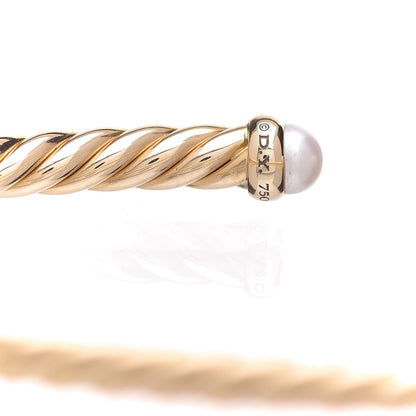 David Yurman 18K Yellow Gold Pearl 4mm Cablespira Bracelet 4 of 8